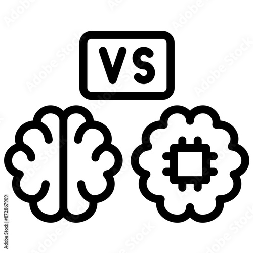 Robot vs Human Brain vector icon illustration of Robotics iconset.