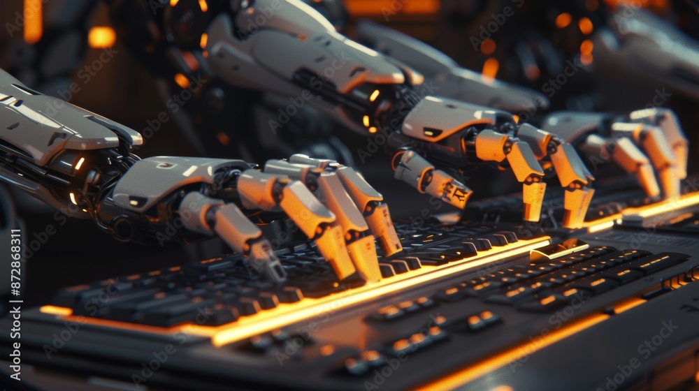 Fototapeta premium AI robots assist chatbots, chat AI, generating images, writing code, and analyzing data through a website or computer software.