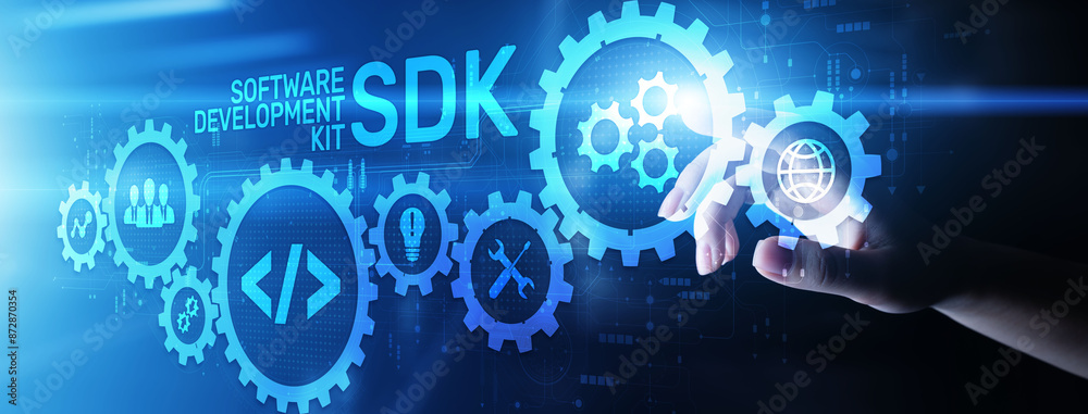SDK Software development kit programming technology concept on virtual screen. SDK Software development kit programming technology concept on virtual screen.