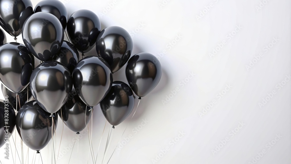 Black balloons with space for text on white background Black balloons with space for text on white background