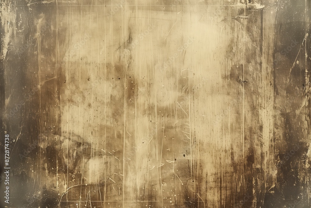 Fototapeta premium Old worn scratched photograph texture sepia tones faded details, and distressed edges.