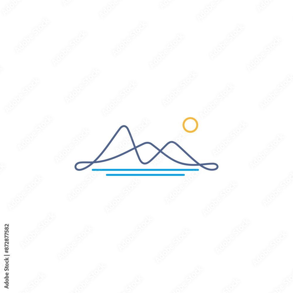 Mountain landscape line art logo design Mountain landscape line art logo design