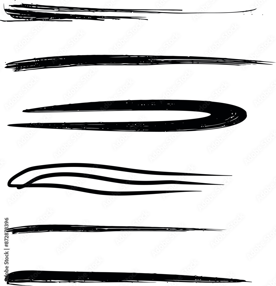 Compilation of black brush stroke lines, perfect for art, design, or decoration.
Compilation of black brush stroke lines, perfect for art, design, or decoration.