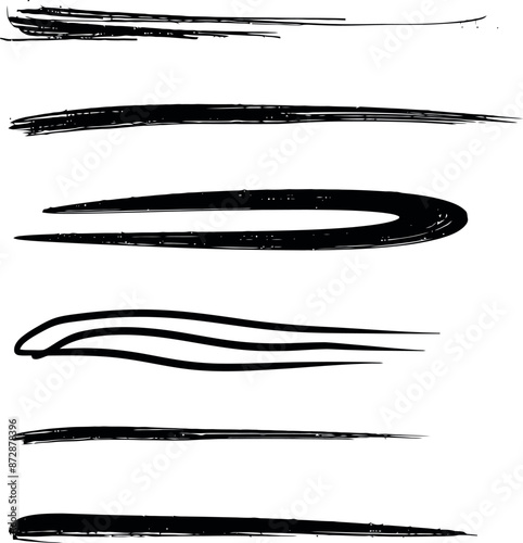 Compilation of black brush stroke lines, perfect for art, design, or decoration.
