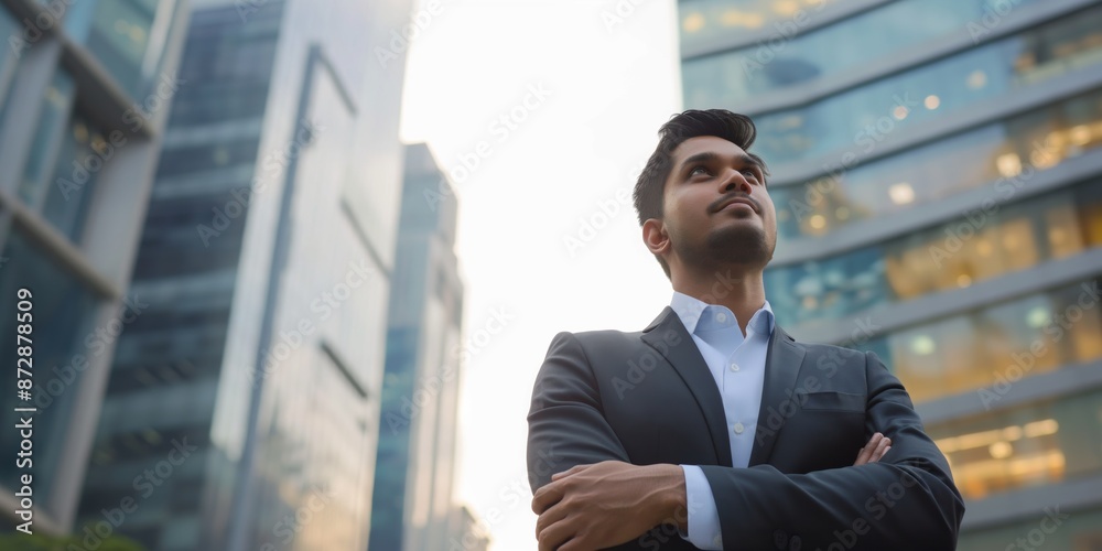 Successful, handsome businessman in a suit, standing and thinking, urban background, modern city, professional executive. Successful, handsome businessman in a suit, standing and thinking, urban background, modern city, professional executive.