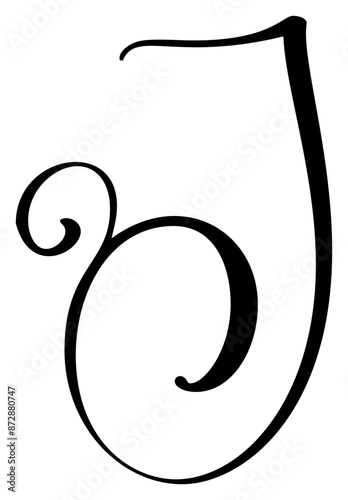 Hand drawn vector calligraphy letter capital J. Script font logo initials. Handwritten brush style flourish