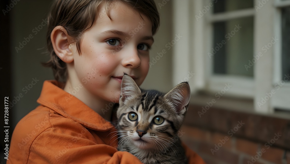 About the bond between a lonely child and a rescued kitten ai_generated