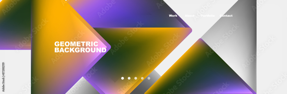 Colorful fluid gradient triangles and squares web site template. Vector Illustration For Wallpaper, Banner, Background, Card, Book Illustration, landing page