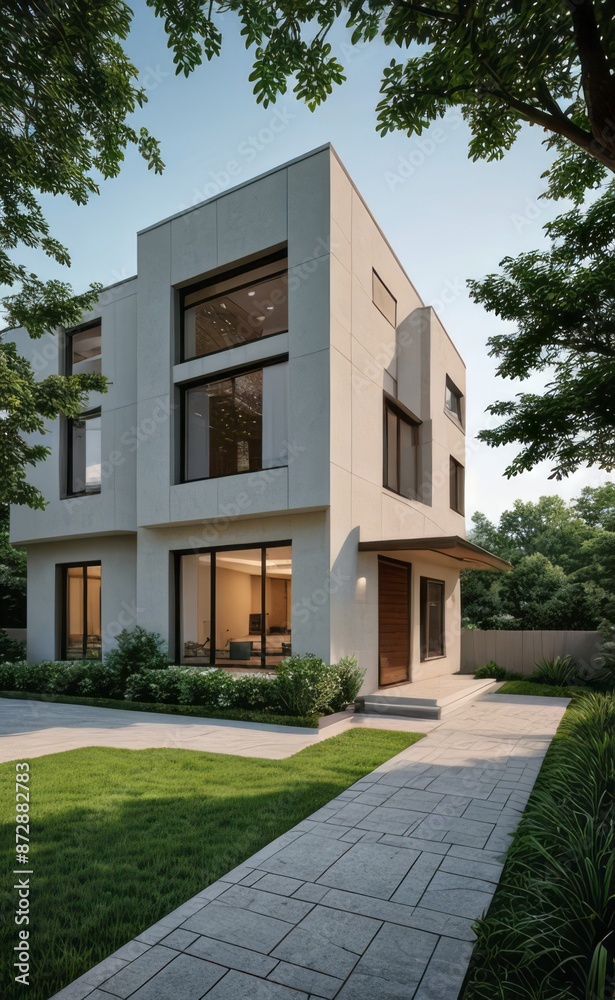 A Contemporary Dwelling with Stylish Architecture, Beautiful Exterior Design, and a Serene Garden Setting. Perfect Family Home in a Residential Neighborhood, Featuring Thoughtful Construction A Contemporary Dwelling with Stylish Architecture, Beautiful Exterior Design, and a Serene Garden Setting. Perfect Family Home in a Residential Neighborhood, Featuring Thoughtful Construction