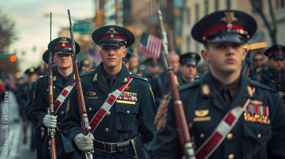 Fototapeta premium Military Bands Leading Patriotic Parades