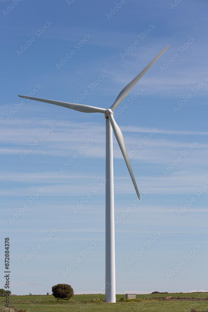 Closeup of a wind turbine in a renewable energy park Closeup of a wind turbine in a renewable energy park