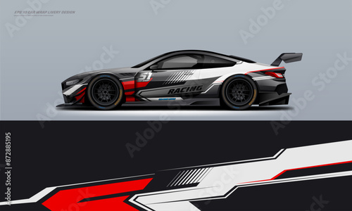Sporty Racing Car wrap livery design with a touch of black. vinyl sticker design in vector file