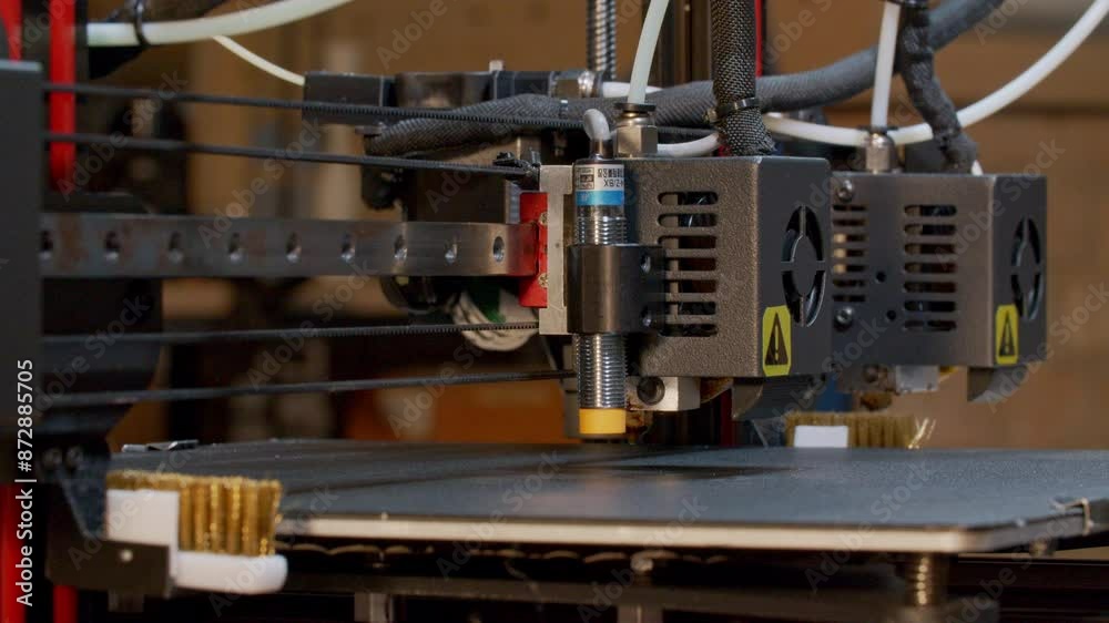 Close-up of 3D Printer Bed and Laser Aligning for Printing Preparation Close-up of 3D Printer Bed and Laser Aligning for Printing Preparation