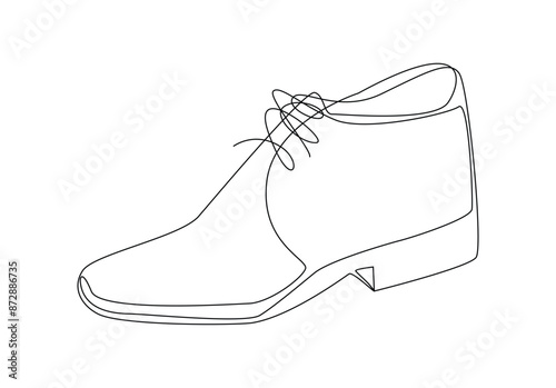 Men shoes one line drawing, men shoes single line art drawing continuous line of sneakers vector illustration.