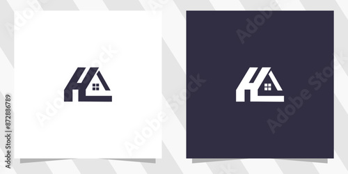 Letter h with home logo design vector