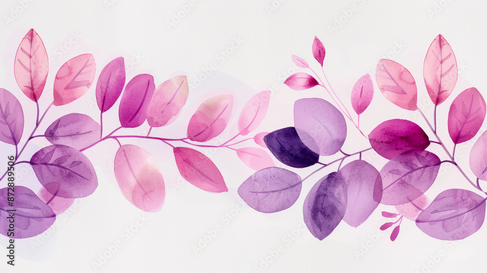 Fototapeta premium Ink watercolor illustration capturing delicate pale pinks and rich purples to represent All Saints Day banner design watercolour background 
