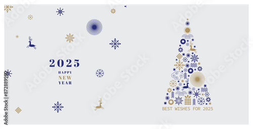 2025 logo and premium wish card with leaf style. Happy new Year.