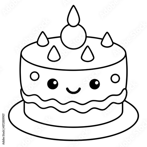 Minimalist Cake Outline Vector Art. photo