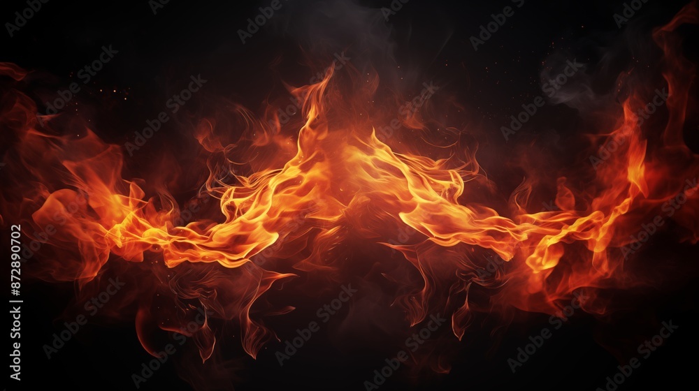 Fiery Flames: A Powerful Display of Burning Intensity in Dark Background Fiery Flames: A Powerful Display of Burning Intensity in Dark Background