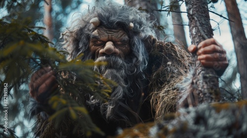 Realistic live troll creature in the evergreen pine forest © MaVeRa