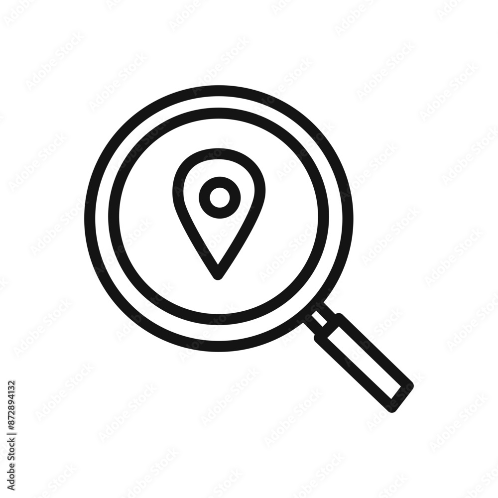 Location search icon linear vector graphics sign Location search icon linear vector graphics sign