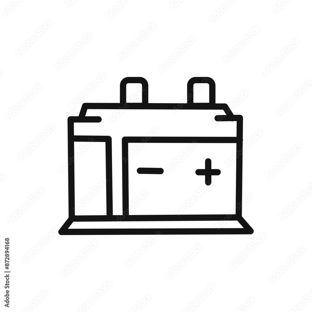 Car Battery Icon linear vector graphics sign Car Battery Icon linear vector graphics sign