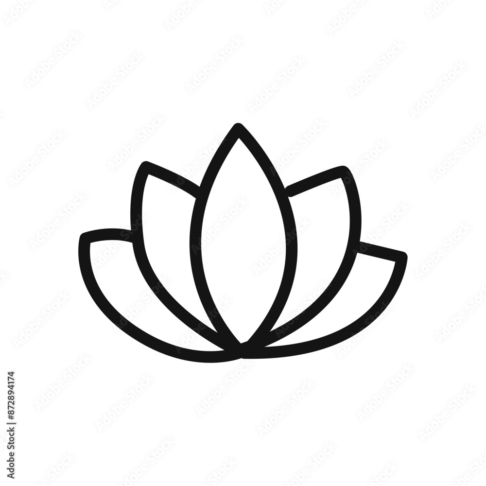 Lotus Icon linear vector graphics sign Lotus Icon linear vector graphics sign