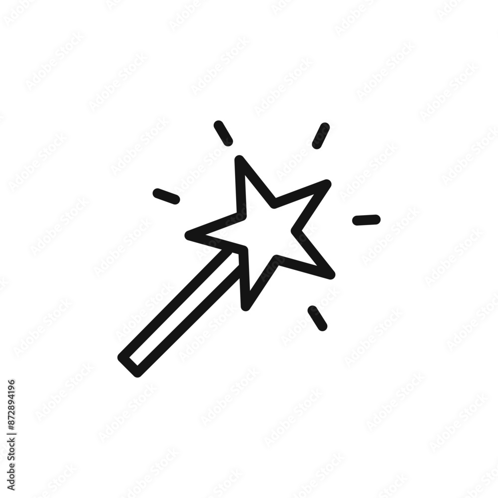 magic wand icon linear vector graphics sign magic wand icon linear vector graphics sign