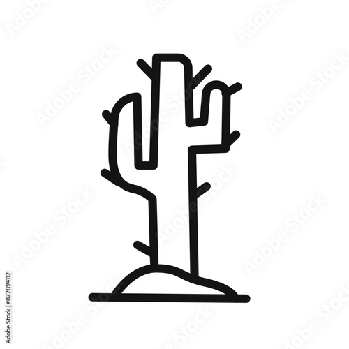 Cactus icon linear vector graphics sign