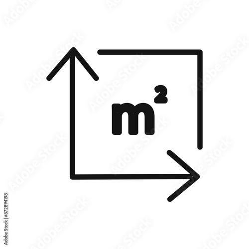 m2 area unit icon linear vector graphics sign