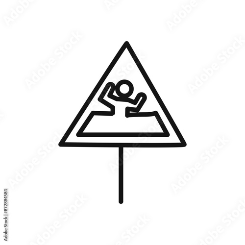 Quicksand and Mud Danger Sign icon linear vector graphics sign