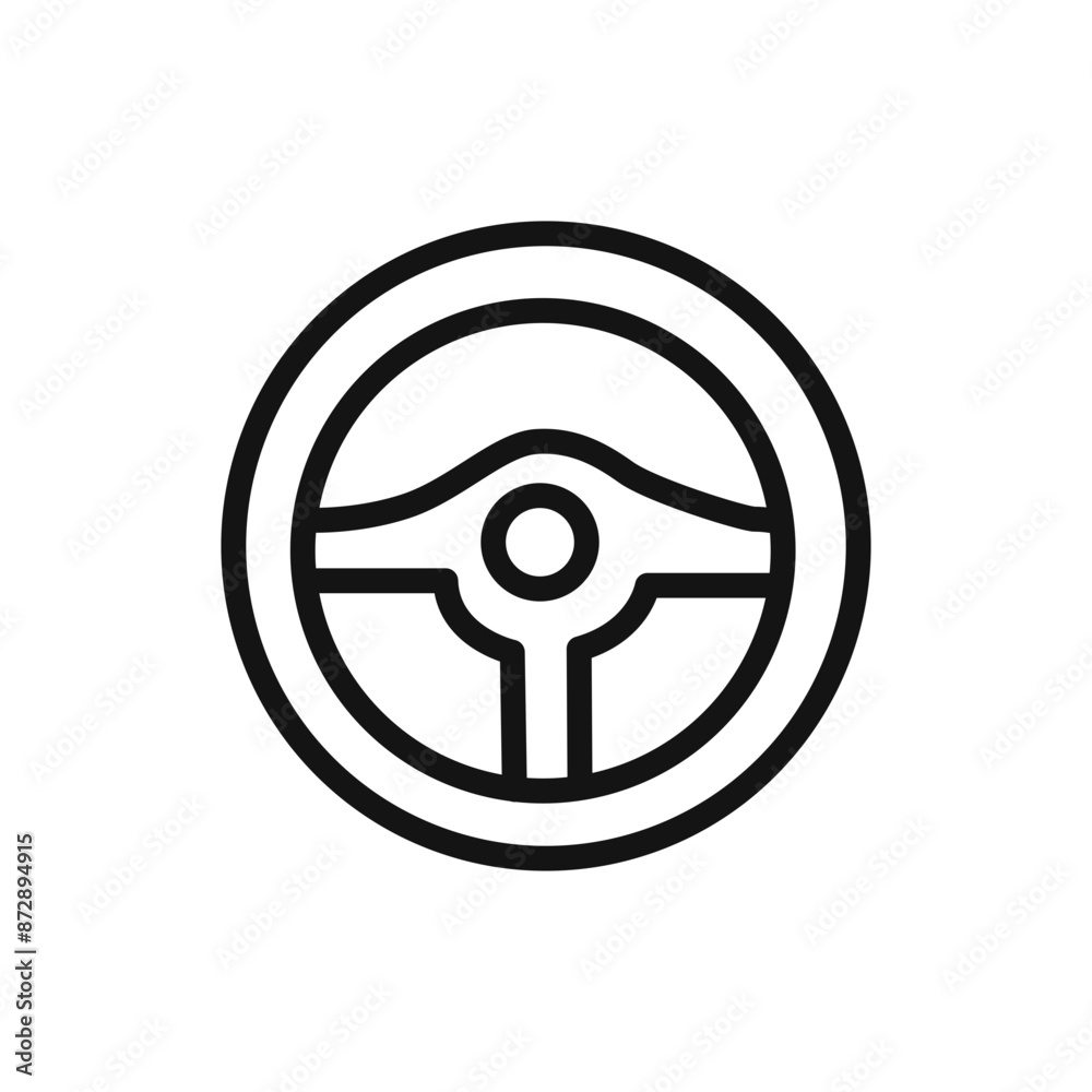 Steering wheel icon linear vector graphics sign Steering wheel icon linear vector graphics sign