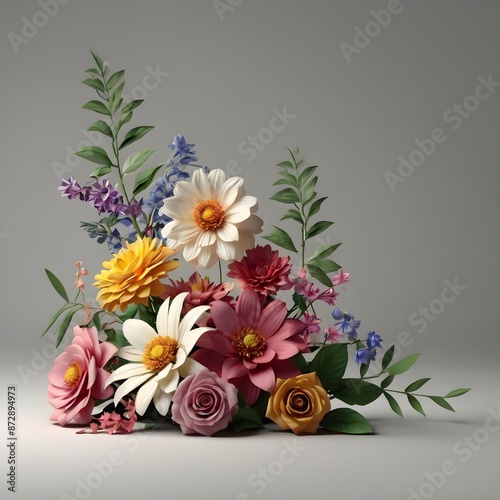 A bouquet of flowers with gray background
 photo