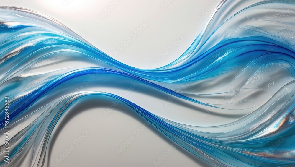 Blue abstract wave background with white background. Wall paper art. Banner.