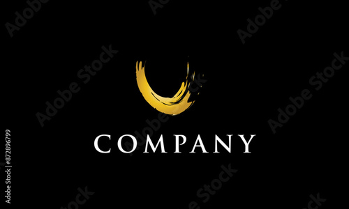 Handwriting Logo U Company Gold Abstract Modern Cool