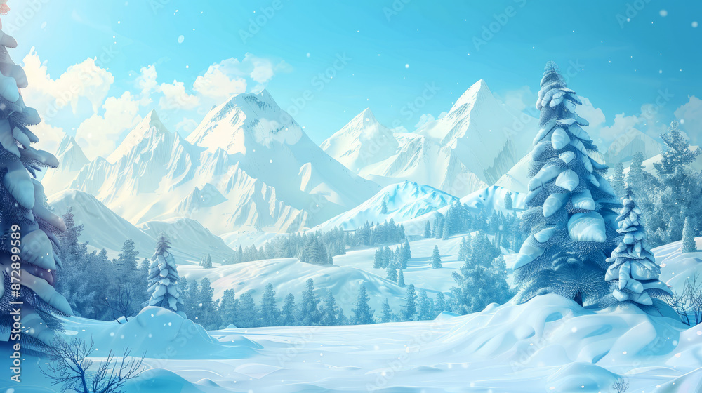 Obraz premium 3D rendering of winter landscape 