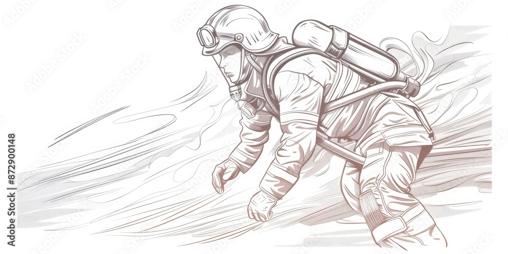 Black and White Firefighter in Action Black and White Firefighter in Action