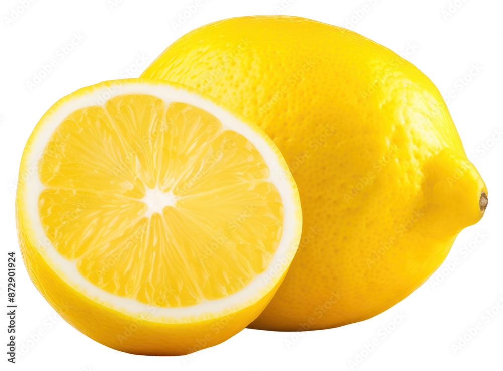 PNG Fresh juicy lemon with slice PNG Fresh juicy lemon with slice