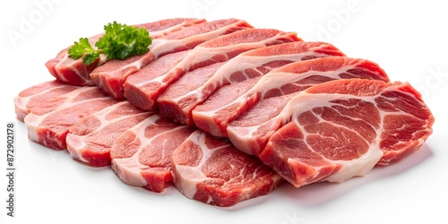 Fresh raw pork slices