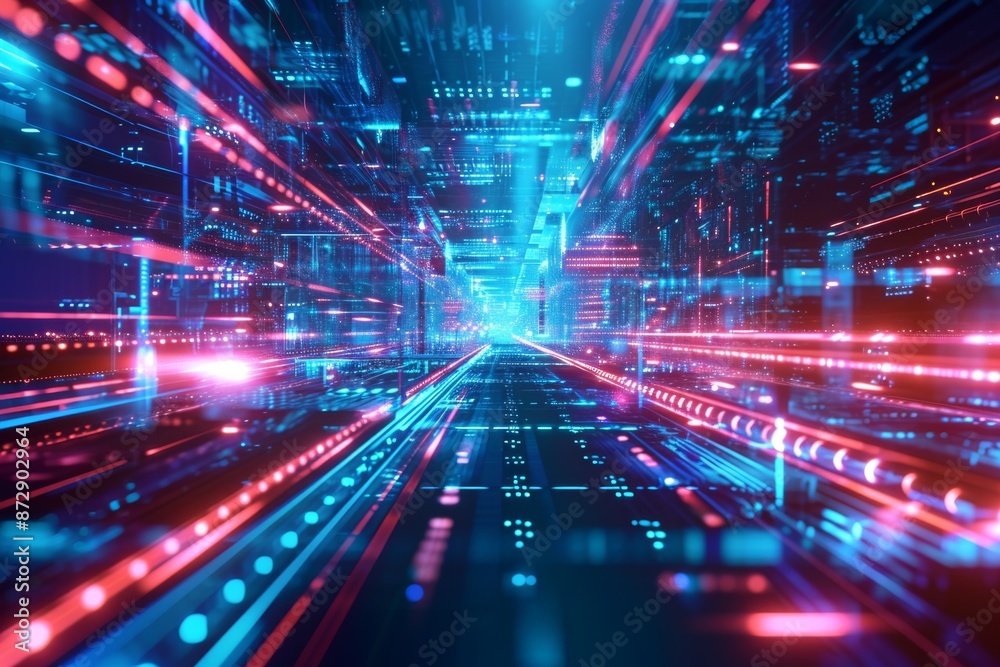 Future technology line background and light effect, A high-tech tunnel illuminated by glowing lights, creating a futuristic atmosphere, AI generated Future technology line background and light effect, A high-tech tunnel illuminated by glowing lights, creating a futuristic atmosphere, AI generated