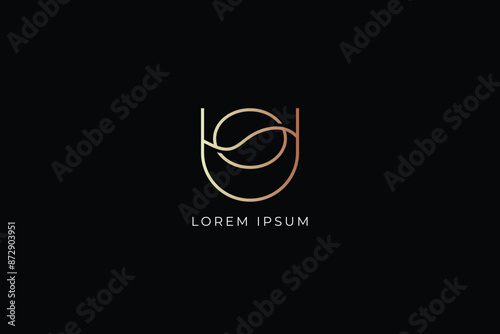 u letter coffee bean brand design modern style creative golden wordmark design typography illustration, u typo, coffee bean logo design