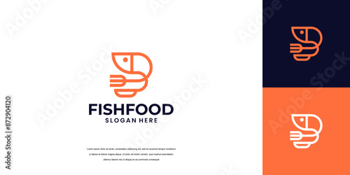 Fish logo Food Simple and unique logo and icon for seafood restaurant company,