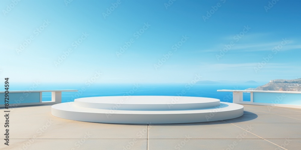 Fototapeta premium White Podium Overlooking the Ocean