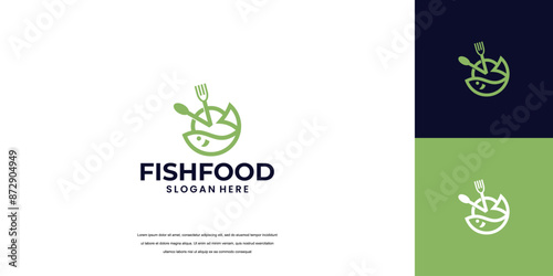 Fish logo Food Simple and unique logo and icon for seafood restaurant company,