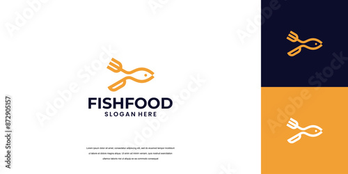 Fish logo Food Simple and unique logo and icon for seafood restaurant company,