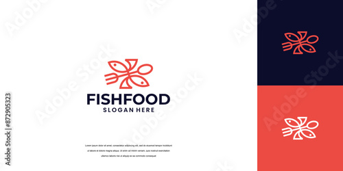 Fish logo Food Simple and unique logo and icon for seafood restaurant company,