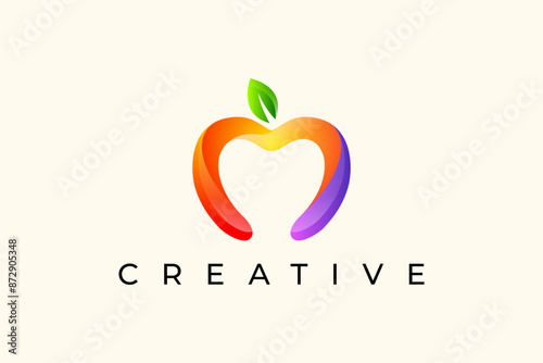 Colorful apple fruit tech logo