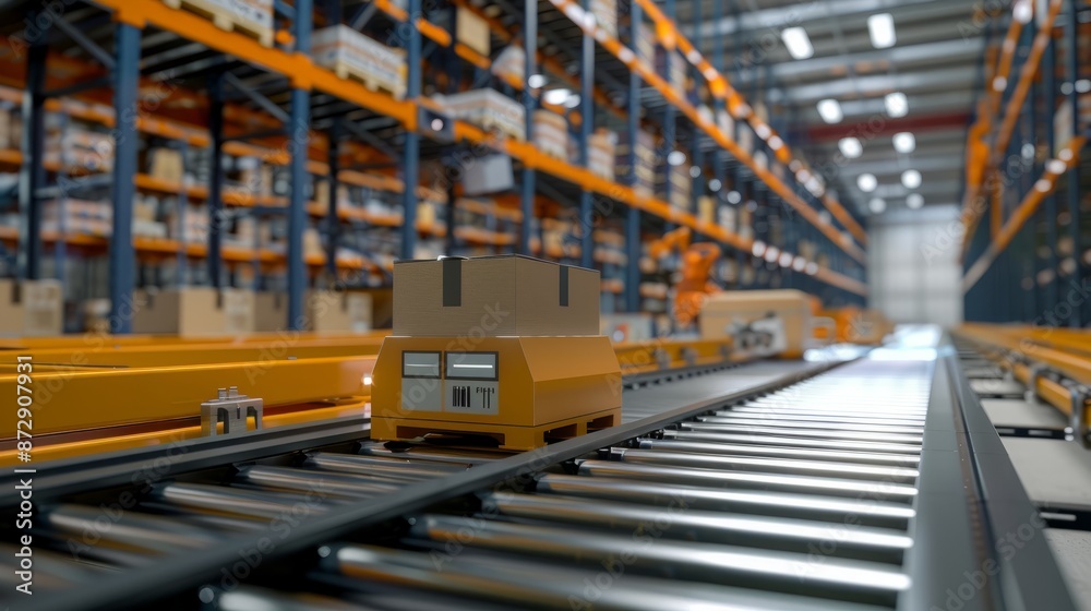 Automated logistics center with advanced robotized order picking system for efficient warehouse management and streamlined distribution process in modern business supply chain operations Automated logistics center with advanced robotized order picking system for efficient warehouse management and streamlined distribution process in modern business supply chain operations