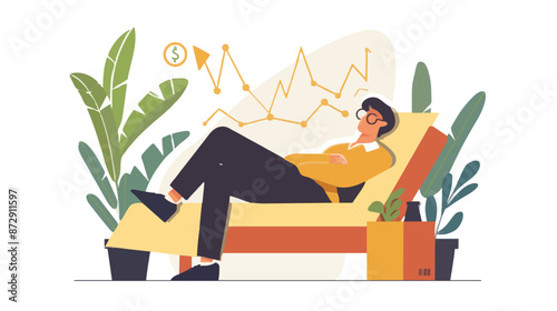 Passive income and market investing flat vector illustration
