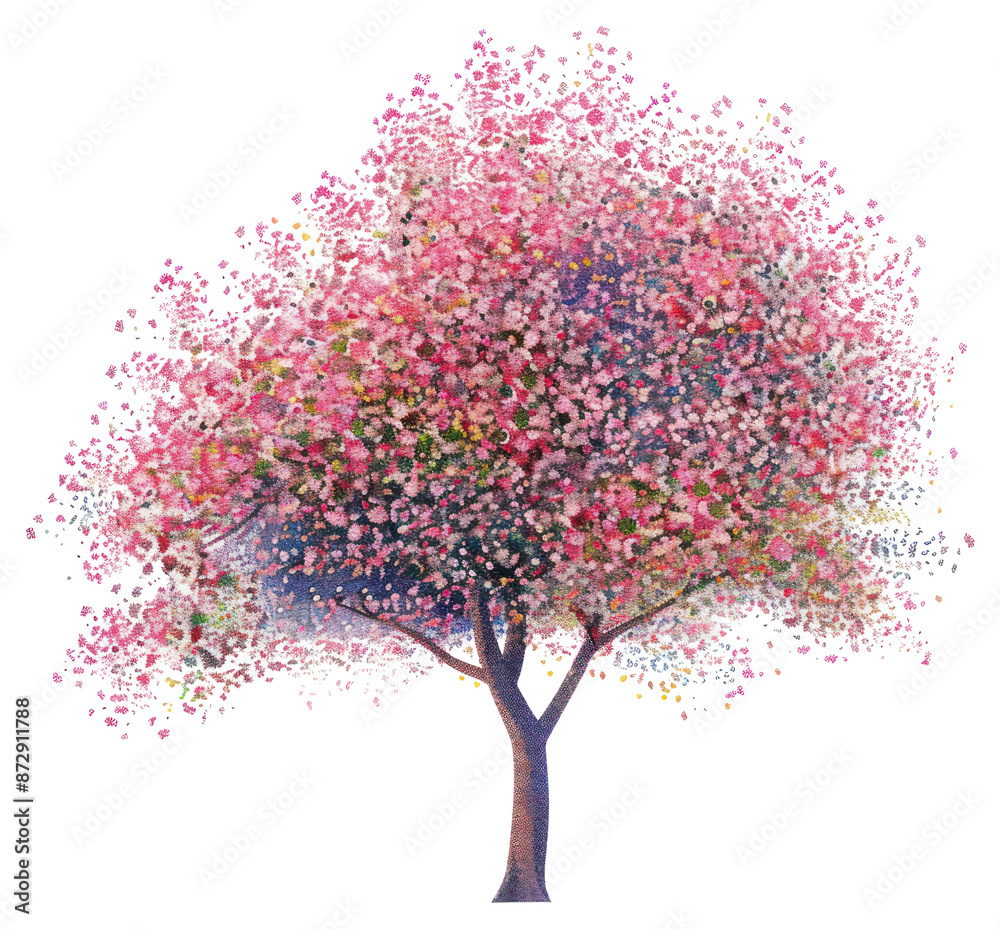 Obraz premium PNG Cherry blossom tree painting outdoors flower.